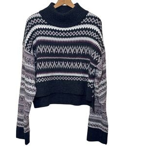 Cleo + Wolf Wool Blend Fair Isle Stripe Knit Cropped Sweater. Women’s XL
